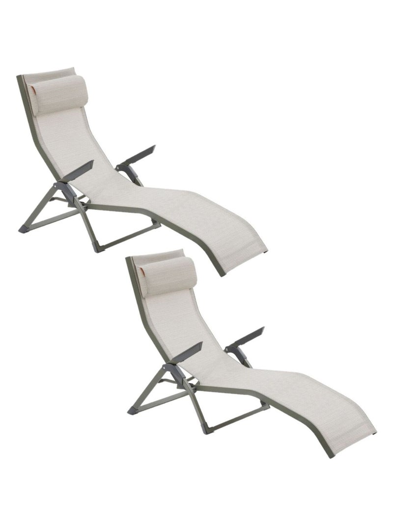 Lot de 2 transats en aluminium et texaline DECIMA Vert - Kiabi