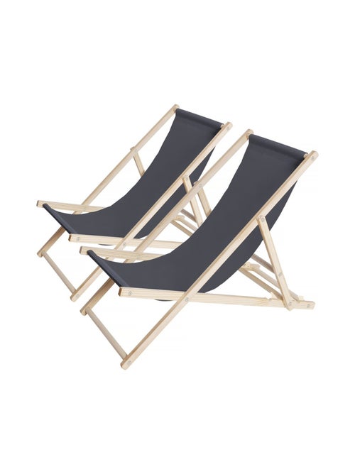 Lot de 2 transats en bois - Kiabi