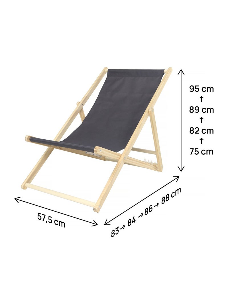 Lot de 2 transats en bois Gris - Kiabi