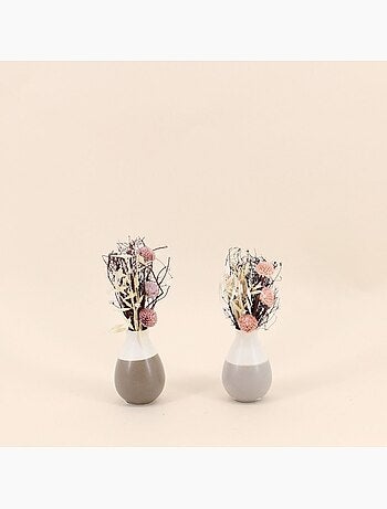 Lot de 2 vases en céramique avec fleurs séchées