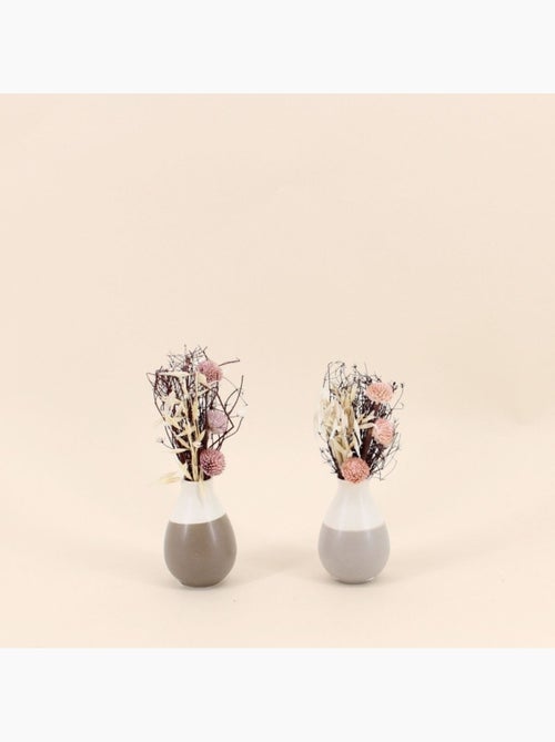 Lot de 2 vases en céramique avec fleurs séchées - Kiabi