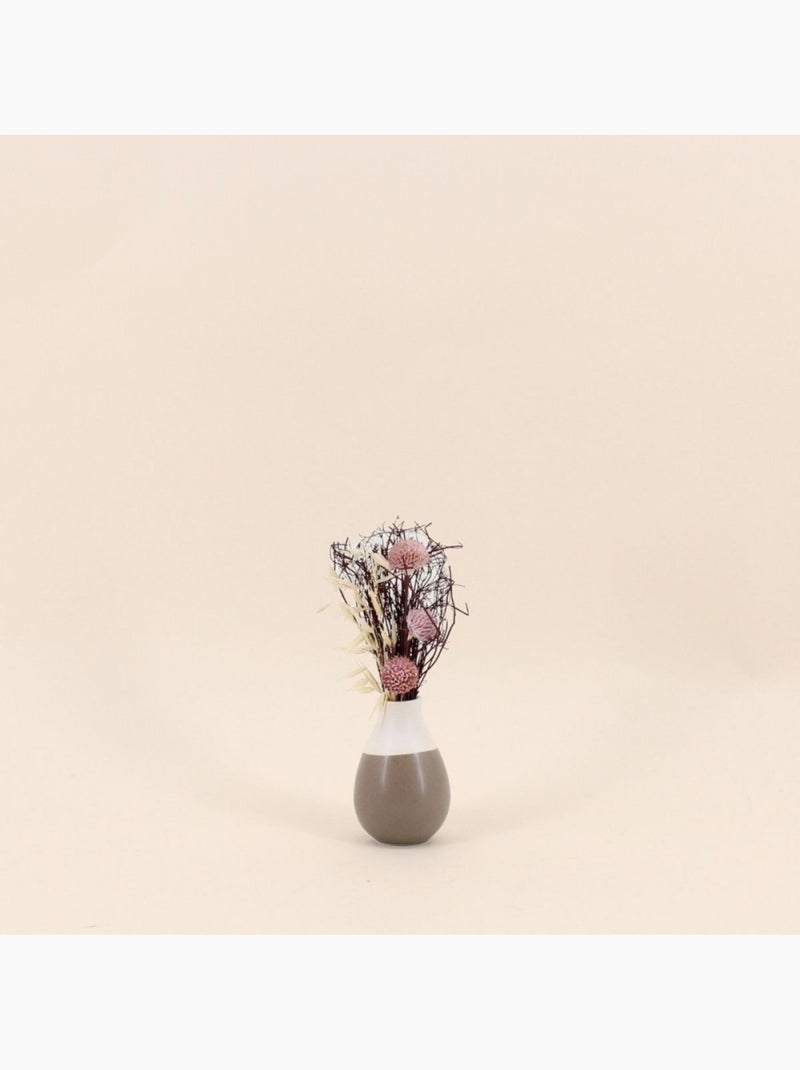 Lot de 2 vases en céramique avec fleurs séchées Taupe - Kiabi