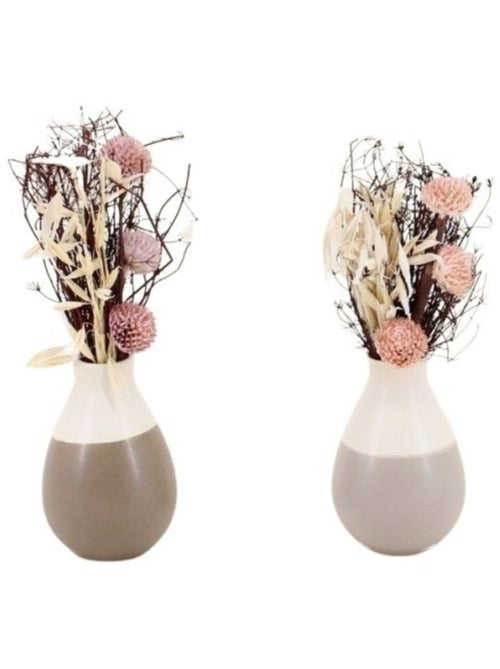 Lot de 2 vases en céramique avec fleurs séchées - Kiabi