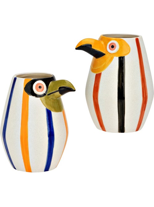Lot de 2 vases perroquets en faïence - Kiabi