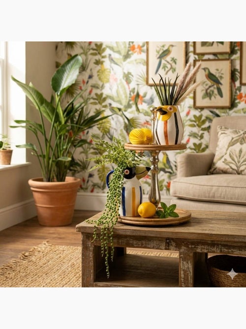 Lot de 2 vases perroquets en faïence - Kiabi