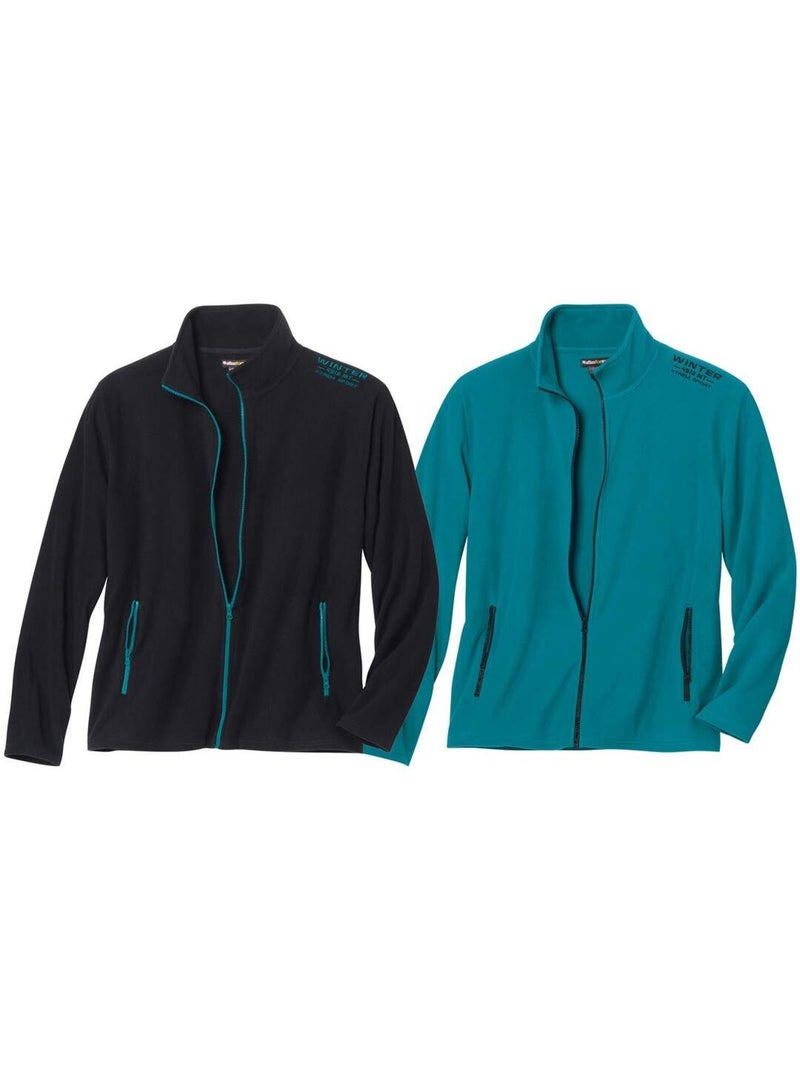 Lot de 2 Vestes Micropolaires Winter  - ATLAS FOR MEN Noir Vert - Kiabi
