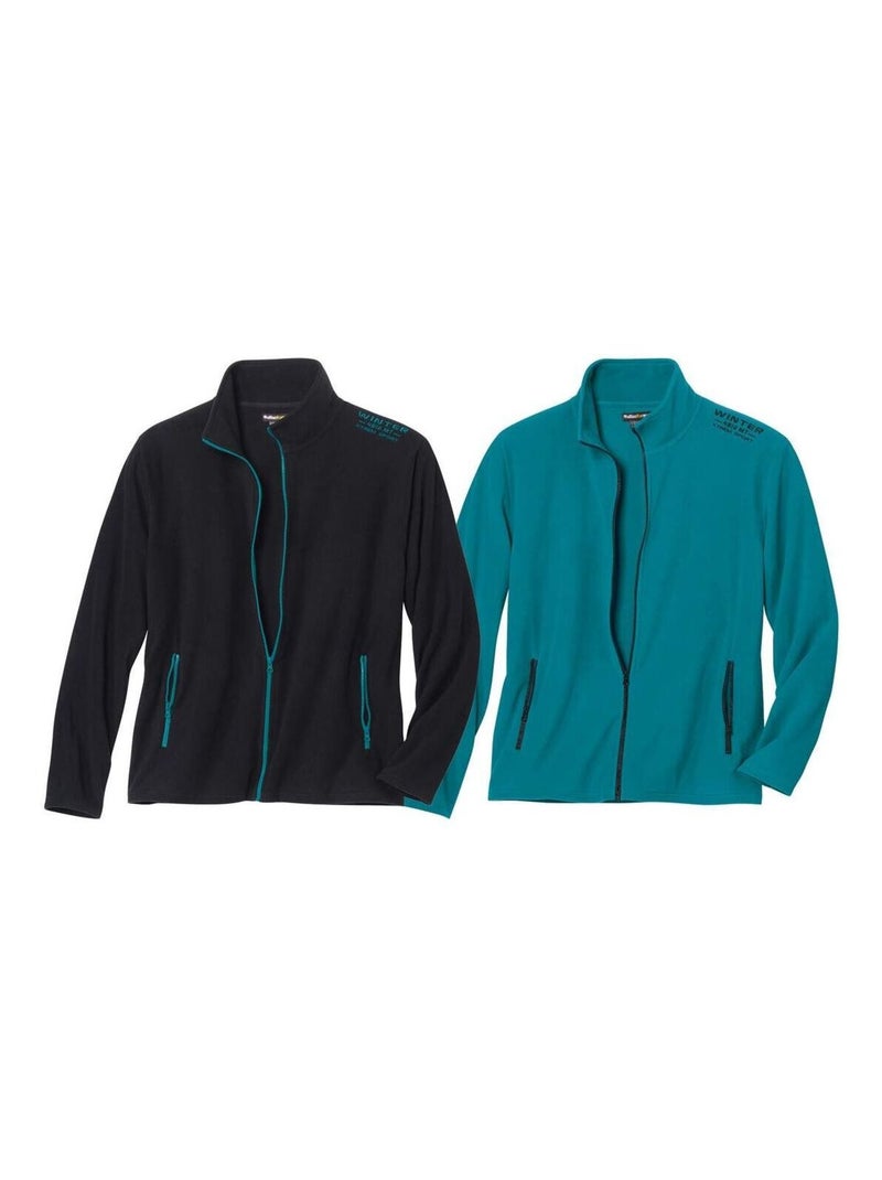 Lot de 2 Vestes Micropolaires Winter  - ATLAS FOR MEN Noir Vert - Kiabi