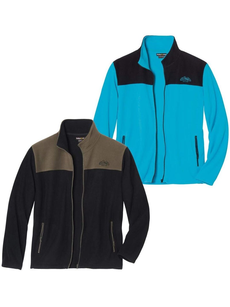 Lot de 2 Vestes Polaires Zippées   - ATLAS FOR MEN Noir Bleu - Kiabi
