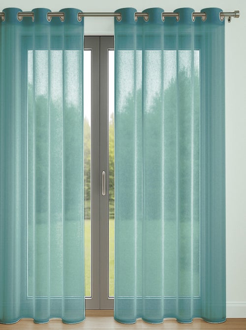 Lot de 2 Voilages 140 x 240 cm Bleu Canard - Kiabi