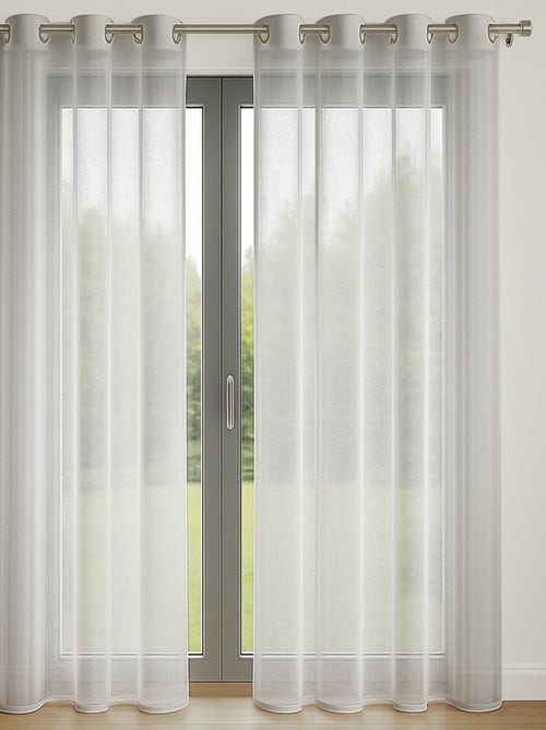 Lot de 2 Voilages 140 x 240 cm Gris - Kiabi