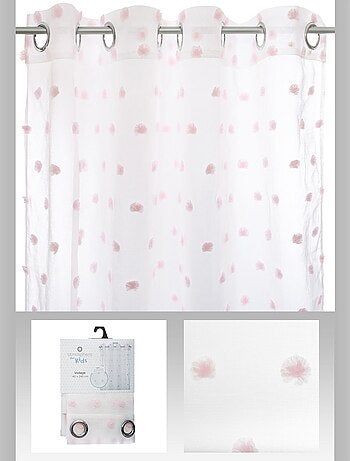 Lot de 2 voilages avec pompons effet plumetis ROSI