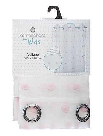 Lot de 2 voilages avec pompons effet plumetis ROSI