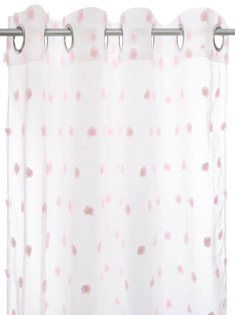 Lot de 2 voilages avec pompons effet plumetis ROSI Rose - Kiabi