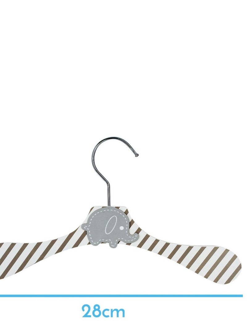 Lot de 20 cintres en bois 28 cm pour bébé, enfant avec crochet pivotant - Monsieur Bébé Blanc Marron Gris - Kiabi