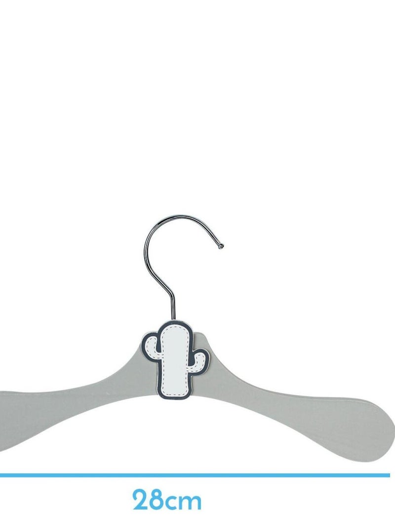 Lot de 20 cintres en bois 28 cm pour bébé, enfant avec crochet pivotant - Monsieur Bébé Gris Blanc - Kiabi