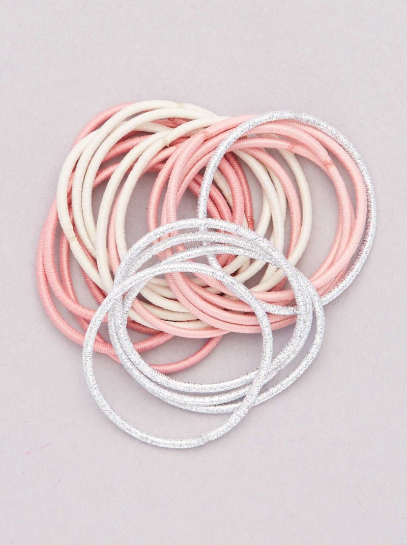 Lot de 20 élastiques pour cheveux rose/argent - Kiabi