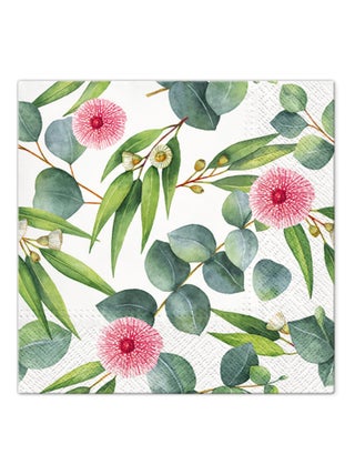 Lot de 20 serviettes en papier 33 x 33 cm Fleurs d eucalyptus