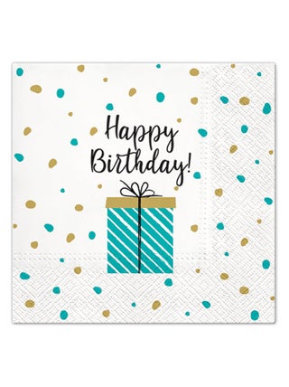Lot de 20 serviettes en papier 33 x 33 cm Happy birthday