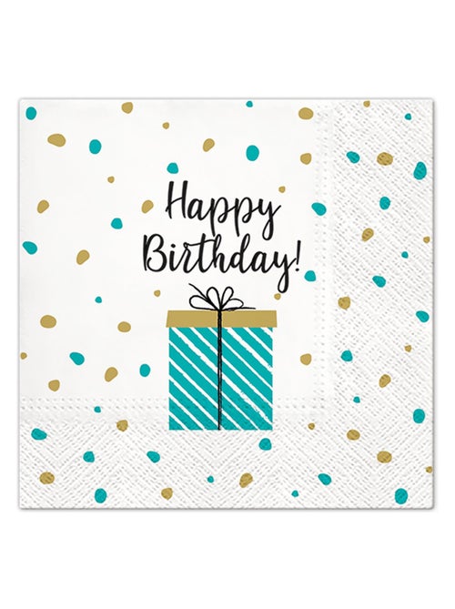 Lot de 20 serviettes en papier 33 x 33 cm Happy birthday - Kiabi