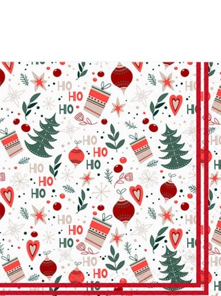Lot de 20 serviettes en papier 33 x 33 cm Joyeuses fetes ho ho ho