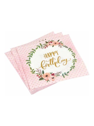Lot de 20 serviettes en papier 33 x 33 cm joyeux anniversaire