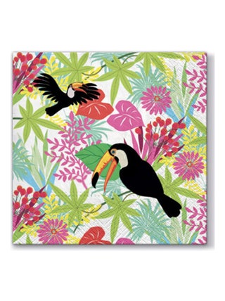 Lot de 20 serviettes en papier 33 x 33 cm Les toucans