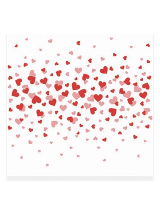 Lot de 20 serviettes en papier 33 x 33 cm Petits coeurs