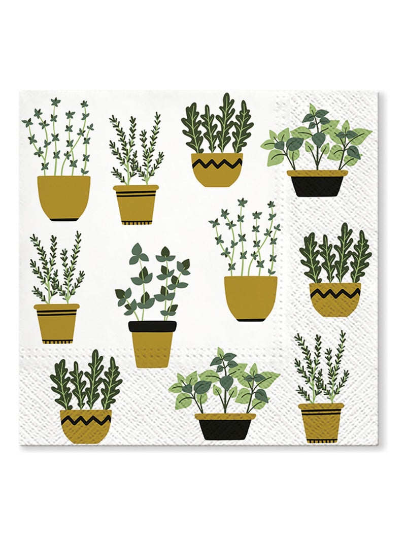 Lot de 20 serviettes en papier 33 x 33 cm Plantes Vert - Kiabi