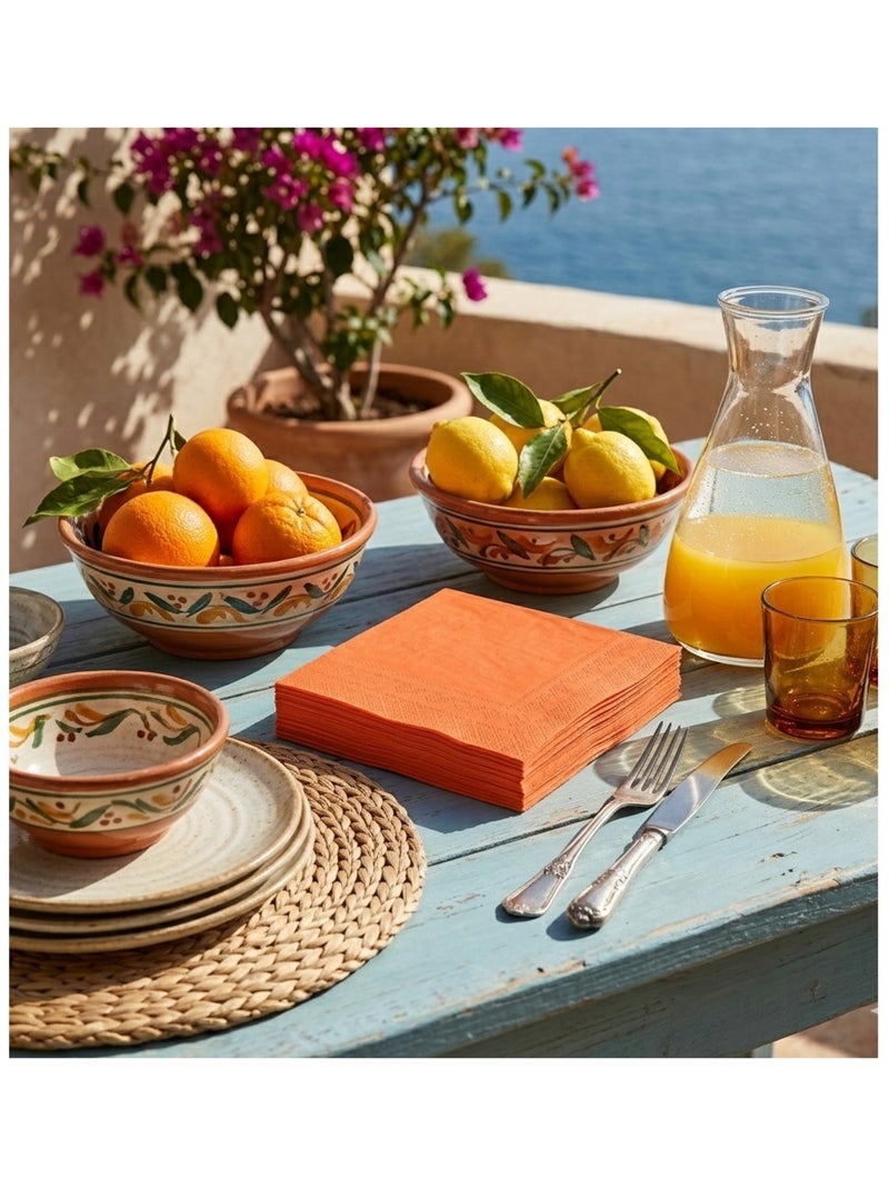 Lot de 20 serviettes en papier 33 x 33 cm Tendance Uni terracotta Terracotta - Kiabi