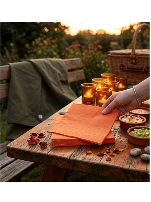 Lot de 20 serviettes en papier 33 x 33 cm Tendance Uni terracotta - Kiabi