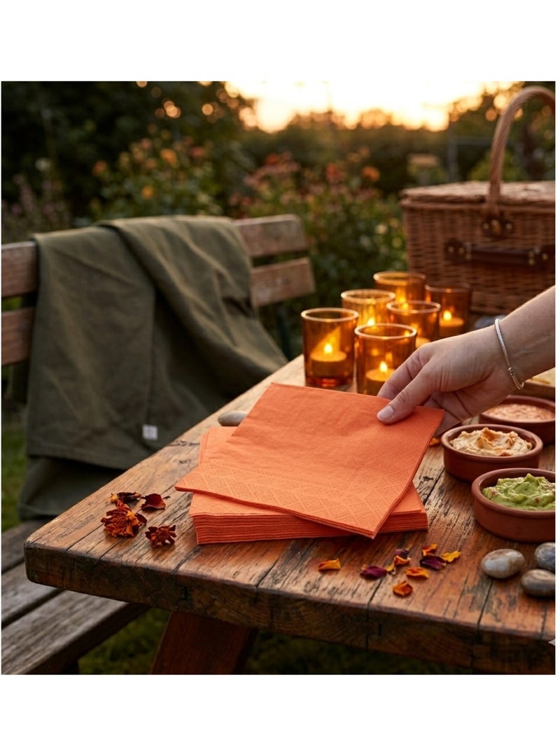 Lot de 20 serviettes en papier 33 x 33 cm Tendance Uni terracotta Terracotta - Kiabi