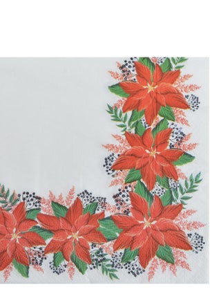 Lot de 20 serviettes en papier Bordure de poinsettias