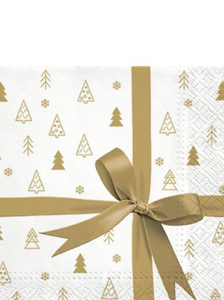Lot de 20 serviettes en papier Cadeaux dore