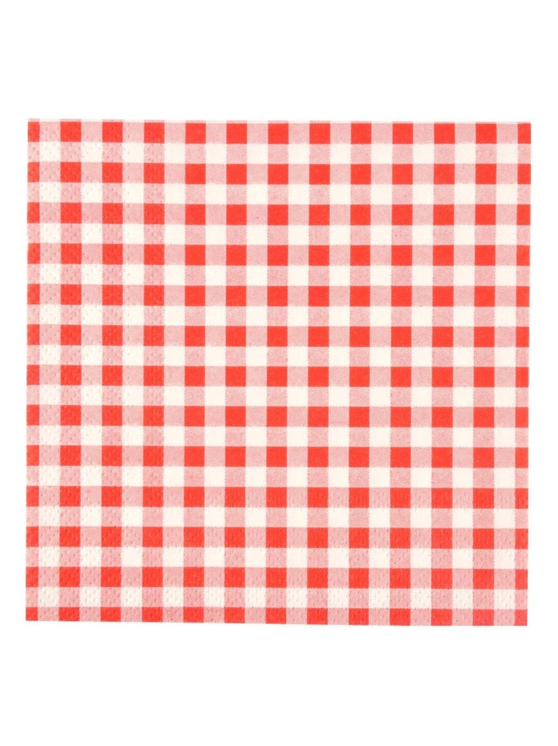 Lot de 20  serviettes en papier carreaux Gris - Kiabi