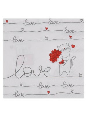 Lot De 20 Serviettes En Papier Motif Chat Avec écharpe D'hiver - 33x33 Cm - Pour Noël, Décoration De Table Et Bricolage