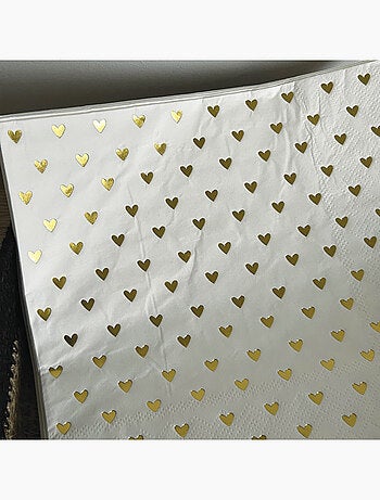 Lot de 20 serviettes en papier coeurs