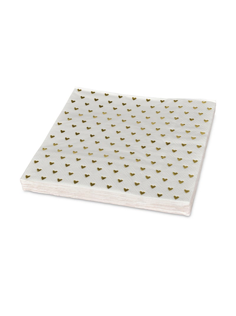 Lot de 20 serviettes en papier coeurs Doré/or - Kiabi