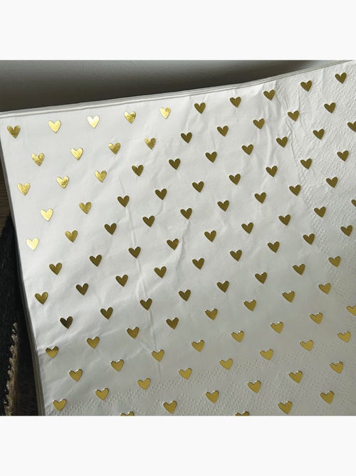 Lot de 20 serviettes en papier coeurs - Kiabi