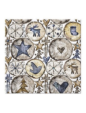 Lot de 20 serviettes en papier Deco de Noel sur bois