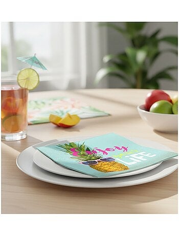 Lot de 20 serviettes en papier Enjoy ananas