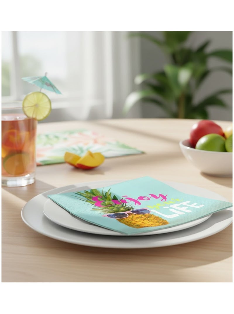 Lot de 20 serviettes en papier Enjoy ananas Bleu - Kiabi