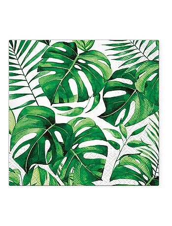 Lot de 20 serviettes en papier Feuilles monstera