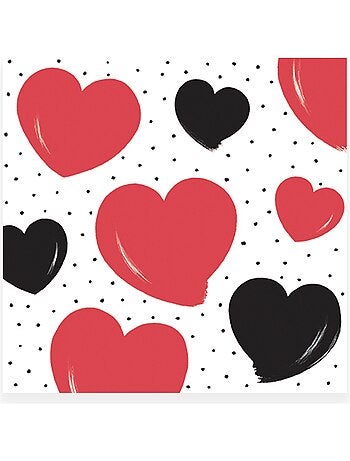 Lot de 20 serviettes en papier Gros coeurs