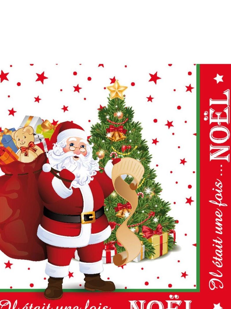 Lot de 20 serviettes en papier il etait une fois noel Rouge - Kiabi