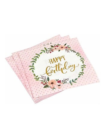 Lot de 20 serviettes en papier joyeux anniversaire chat licorne