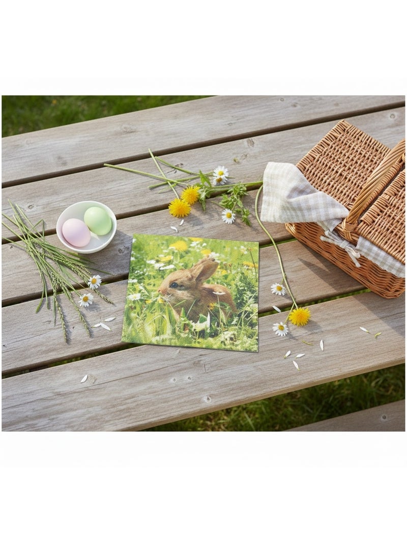 Lot de 20 serviettes en papier Lapin Vert - Kiabi