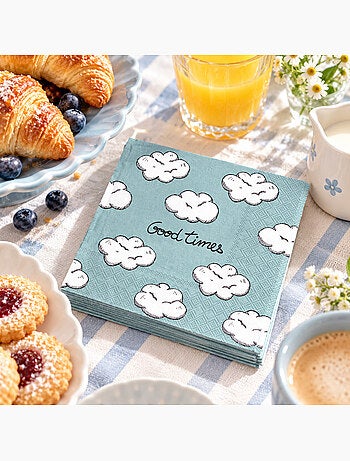 Lot de 20 serviettes en papier motif nuages