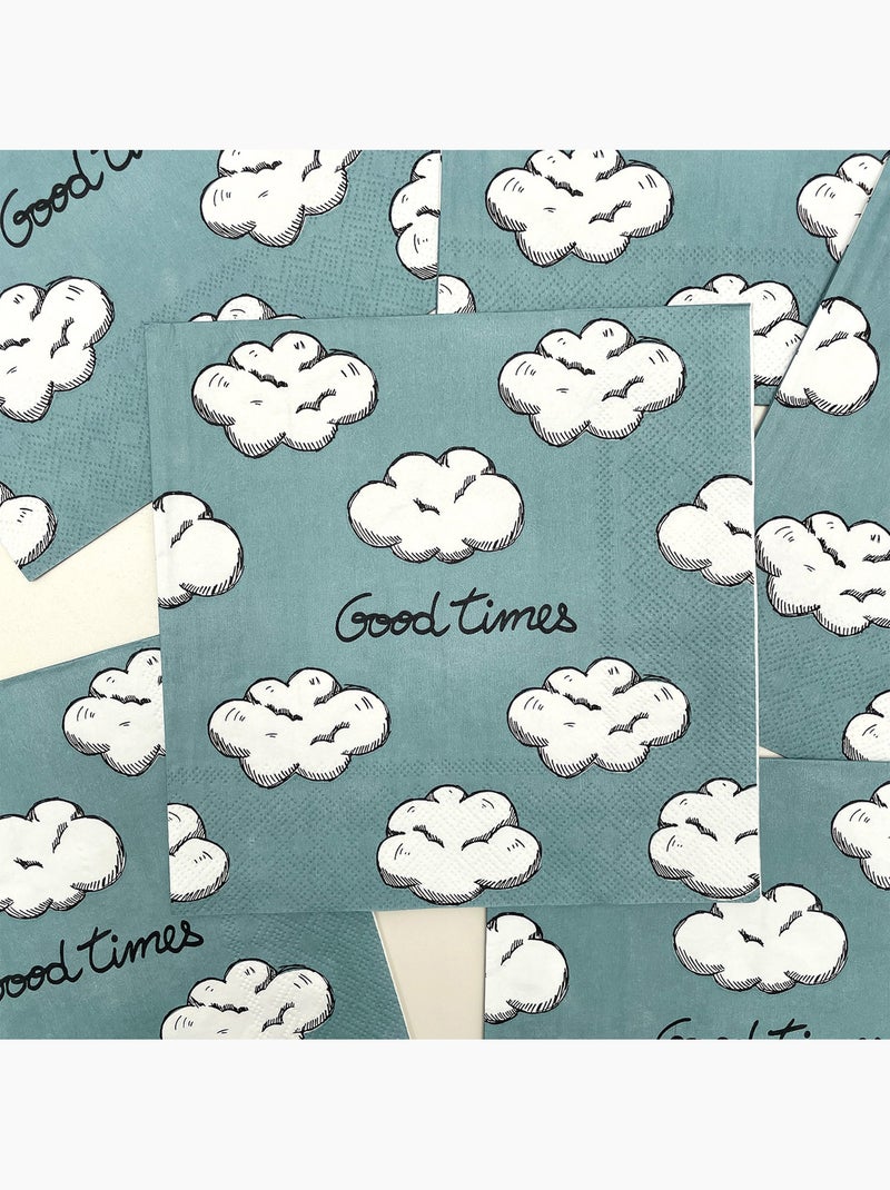 Lot de 20 serviettes en papier motif nuages Bleu - Kiabi