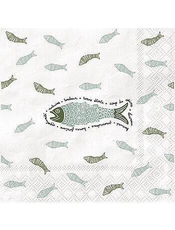 Lot de 20 serviettes en papier motif poisson