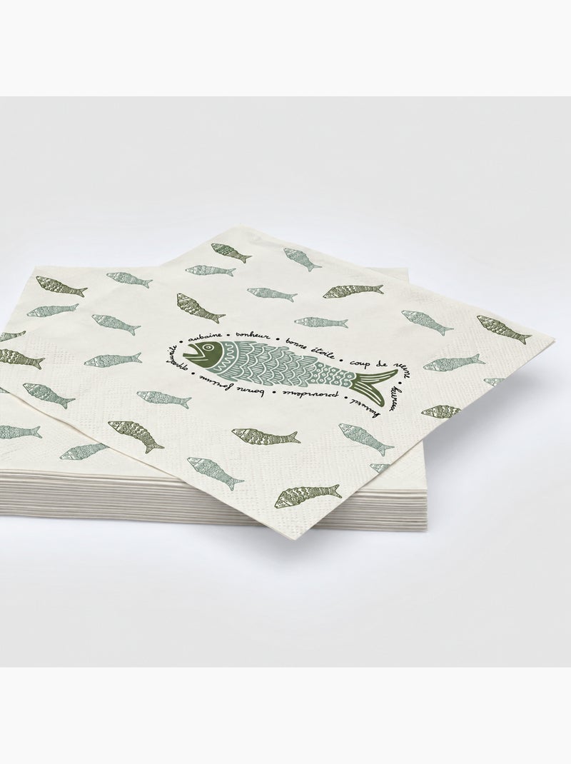 Lot de 20 serviettes en papier motif poisson Bleu - Kiabi
